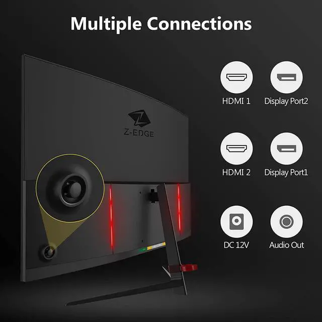 Alt view image 3 of 7 - 27-inch Curved Gaming Monitor 16:9 1920x1080 200/144Hz 1ms Frameless LED Gaming Monitor, AMD Freesync Premium Display Port HDMI Build-in Speakers