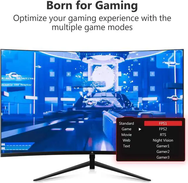 Alt view image 7 of 7 - 27-inch Curved Gaming Monitor 16:9 1920x1080 200/144Hz 1ms Frameless LED Gaming Monitor, AMD Freesync Premium Display Port HDMI Build-in Speakers
