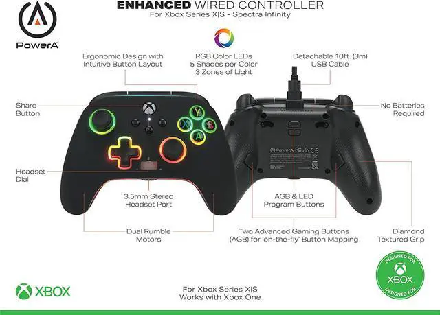 Alt view image 2 of 6 - PowerA Spectra Infinity Enhanced Wired Controller for Xbox Series X|S, Gamepad, Wired Video Game Controller, Gaming Controller, Xbox One, Officially Licensed - Xbox Series X
