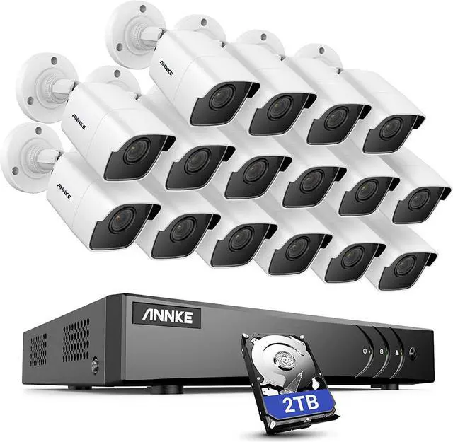 Main image of ANNKE 16 Channel 5MP Security Camera Systems H.265+ 5MP Lite DVR with 2TB Hard Drive, 16pcs 5MP Indoor Outdoor Surveillance Cameras, Easy Remote Monitoring, 100ft Super Night Vision
