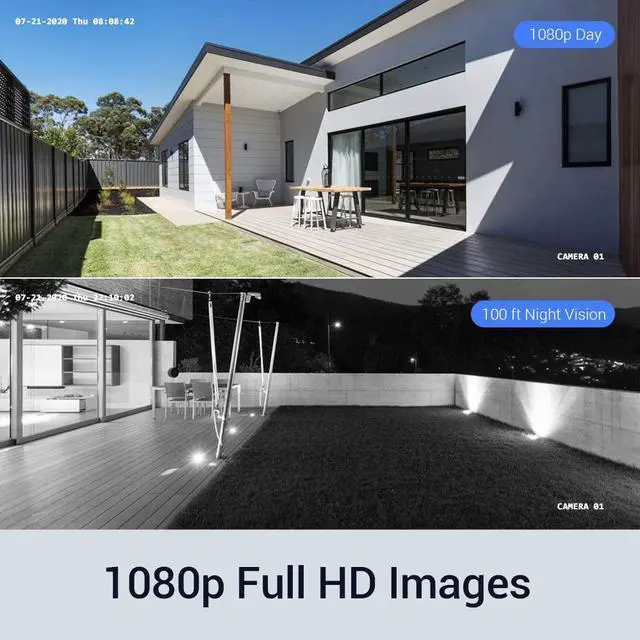 Alt view image 2 of 7 - ANNKE 8CH Wireless Security Camera System with 1TB HDD and (4) 1080P Outdoor WIFI IP Cameras, 5MP WiFi NVR Compatible with Alexa & Support Cloud Storage, 100ft Night Vision, Remote Access