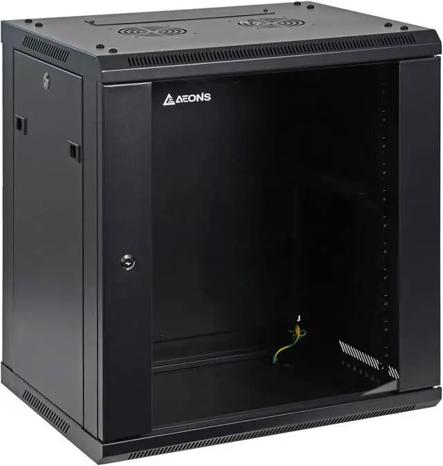 Alt view image 2 of 7 - AEONS 12U Professional Wall Mount Network Server Cabinet Enclosure 19-Inch Server Network Rack 16-Inches Deep Black