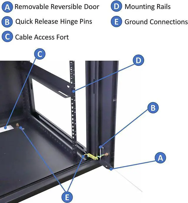 Alt view image 7 of 7 - AEONS 12U Professional Wall Mount Network Server Cabinet Enclosure 19-Inch Server Network Rack 16-Inches Deep Black