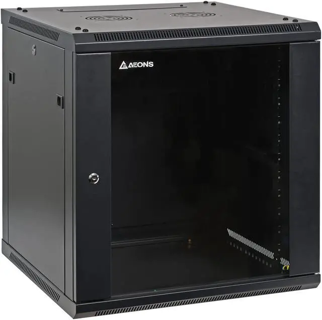 Alt view image 2 of 6 - AEONS 12U Professional Wall Mount IT Cabinet Enclosure 19-Inch Server Network Rack Black