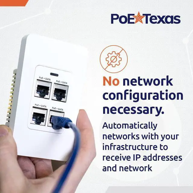 Alt view image 6 of 6 - 4 Port in-Wall Gigabit PoE Extender with IEEE 802.3bt Uplink - Power Over Ethernet Switch Wall Plate with Full Passthrough VLAN Computer Network, IP Camera Feed, Internet Office VoIP