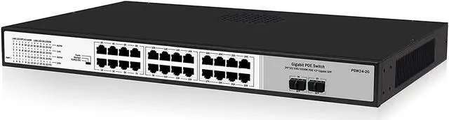 Alt view image 3 of 4 - 24 Port Full Gigabit PoE Switch with 2 Gigabit SFP Uplink Ports, Up to 30W Per Port, 48V Standard POE, Total Budget 300W, 803.af/at Compliant, Unmanaged Plug and Play, Rack Mount