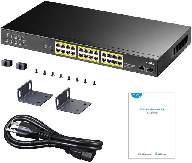Alt view image 5 of 7 - Cudy 24 Gigabit Ethernet Unmanaged PoE+ Switch, 300W, 24 * 100/1000Mbps PoE+ Ports, 2 Gigabit SFP, CCTV/VLAN Mode, 19-inch Rackmount, 802.3af/at