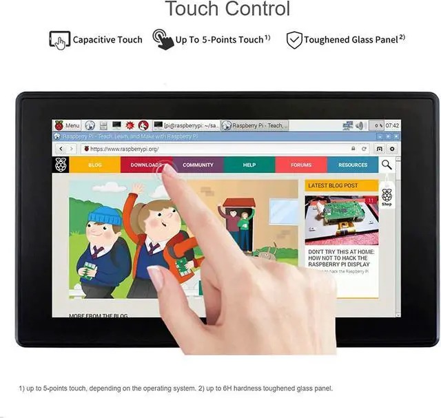 Alt view image 3 of 7 - Ingcool 7inch HDMI LCD with Case for Raspberry Pi Capacitive Touchscreen 1024×600 IPS Display Screen Monitor Compatible with Raspberry Pi 4B/3B+/3B/Zero/Jetson Nano Support Windows 10/8.1/8/7