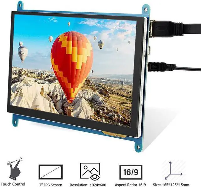 Alt view image 2 of 6 - ELECROW Raspberry Pi Screen Touchscreen 7 Inch Mini HDMI Monitor LCD Screen 1024x600 Compatible with Raspberry Pi 400 4 3B+ 3B Windows PC