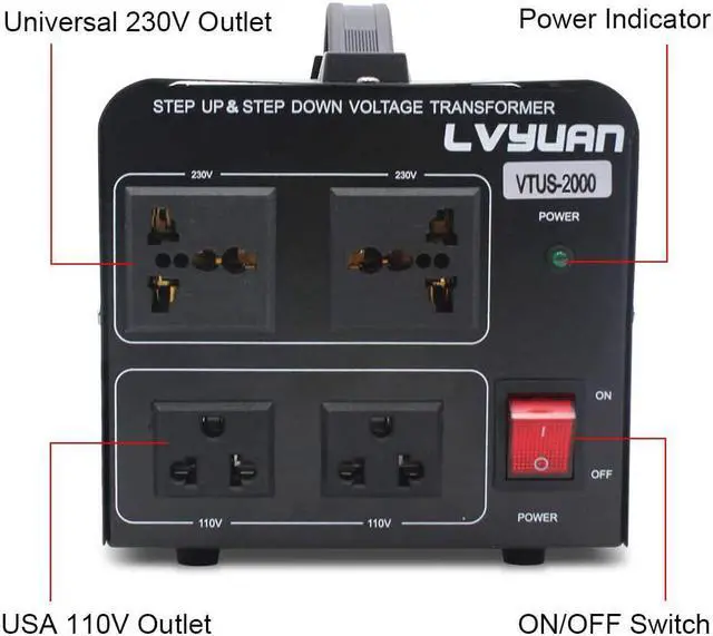 Alt view image 6 of 7 - Yinleader 2000W Voltage Converter Transformer(220V to 110V, 110V to 220V) 2000 Watt Step Up/Down Converter 110/120 Volt - 220/240 Volt