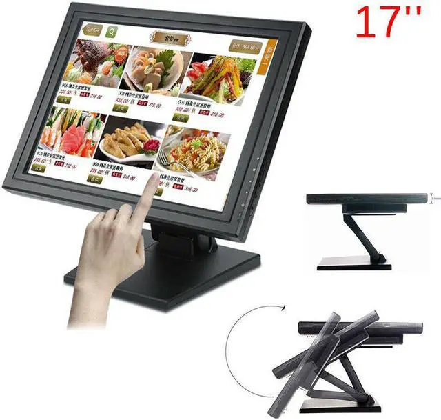 Alt view image 3 of 6 - 17" Portable LED Touch Screen HDMI VGA Monitor LCD Display W/ Stand For POS/PC