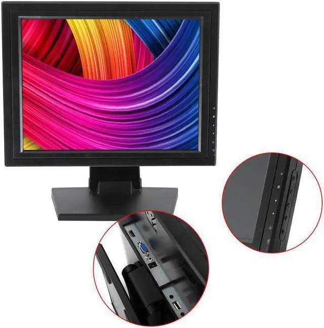 Alt view image 2 of 6 - 17" Portable LED Touch Screen HDMI VGA Monitor LCD Display W/ Stand For POS/PC