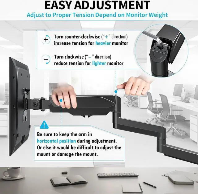 Alt view image 6 of 7 - MOUNTUP Triple Monitor Stand Mount - 3 Monitor Desk Mount for Computer Screens Up to 27 inch, Triple Monitor Arm with Gas Spring, Heavy Duty Monitor Stand, Each Arm Holds Up to 17.6 lbs