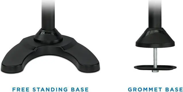 Alt view image 5 of 7 - Triple Monitor Stand | 3 Monitor Stand Mount | Free Standing and Grommet Bases | Fits 19 20 21 22 23 24 Inch Computer Screens | Three Heavy Duty Adjustable Arms | VESA 75 100 Compatible