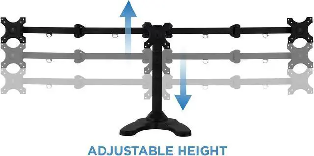 Alt view image 3 of 7 - Triple Monitor Stand | 3 Monitor Stand Mount | Free Standing and Grommet Bases | Fits 19 20 21 22 23 24 Inch Computer Screens | Three Heavy Duty Adjustable Arms | VESA 75 100 Compatible