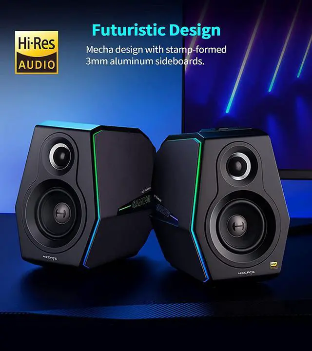 Alt view image 3 of 7 - HECATE Bluetooth Computer Gaming Speakers, Wireless Desktop Speakers for PC/PS4/PS5/Laptop/TV, HiFi Level Sound Game Driven RGB Lighting with 3 Sound Modes