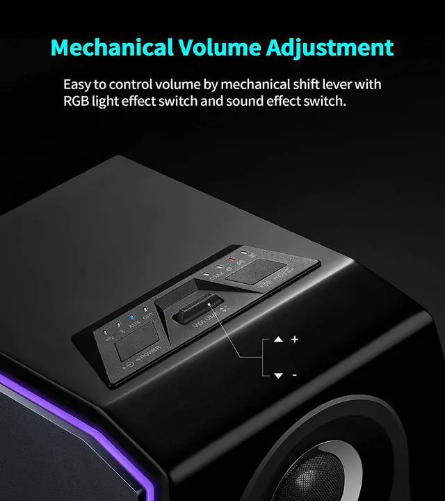 Alt view image 7 of 7 - HECATE Bluetooth Computer Gaming Speakers, Wireless Desktop Speakers for PC/PS4/PS5/Laptop/TV, HiFi Level Sound Game Driven RGB Lighting with 3 Sound Modes