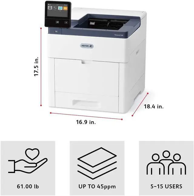 Alt view image 2 of 6 - Xerox VersaLink C500/DN Color Printer, 45 ppm, With Duplexing, Letter/Legal, 45ppm, 2-Sided Print, USB/Ethernet, 550-Sheet Tray, 150-Sheet Multi-Purpose Tray, 110V, Solutions & Cloud Enabled