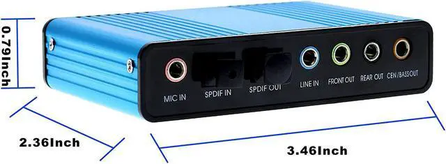 Alt view image 4 of 5 - Optimal Shop USB 2.0 External Sound Card 6 Channel 5.1 Surround Adapter Audio S/PDIF for PC -Blue
