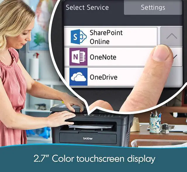 Alt view image 4 of 7 - Brother Compact Monochrome Laser Printer, HLL2395DW, Flatbed Copy & Scan, Wireless Printing, NFC, Cloud-Based Printing & Scanning