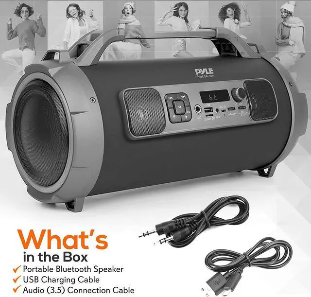 Alt view image 5 of 5 - Wireless Portable Bluetooth Boombox Speaker - 500W Rechargeable Boom Box Speaker Portable Barrel Loud Stereo System With AUX Input, USB/SD, 1/4" In, Fm Radio, 4" Subwoofer, DJ Lights