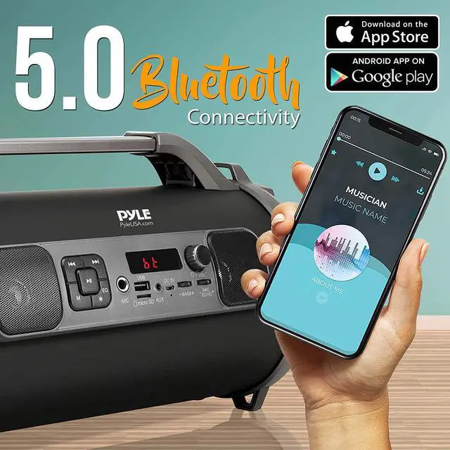 Alt view image 3 of 5 - Wireless Portable Bluetooth Boombox Speaker - 500W Rechargeable Boom Box Speaker Portable Barrel Loud Stereo System With AUX Input, USB/SD, 1/4" In, Fm Radio, 4" Subwoofer, DJ Lights