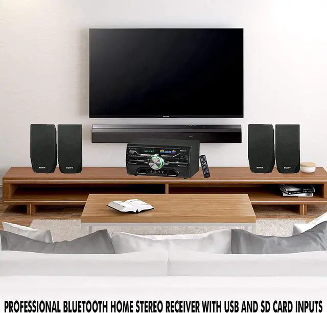 Alt view image 6 of 7 - 4000 Watts Professional Bluetooth Home Audio Receiver w/ Built-in DVD Player, Dual 1/4'' Mic and USB SD Inputs, Volume and Echo Controls, Remote Included, for Karaoke, Parties and More
