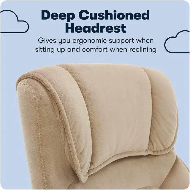 Alt view image 6 of 7 - Serta Hannah Executive Microfiber Office Chair with Headrest Pillow, Adjustable Ergonomic with Lumbar Support, Soft Fabric, Beige
