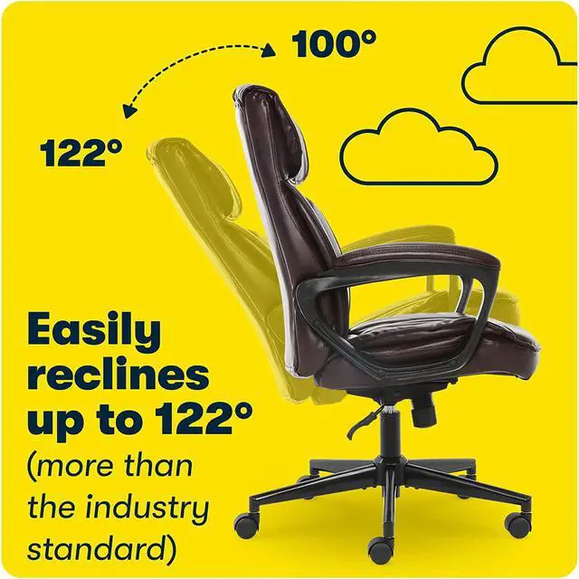 Alt view image 6 of 7 - Serta Hannah Microfiber Office Chair with Headrest Pillow, Adjustable Ergonomic with Lumbar Support, Soft Fabric, Bonded Leather, Brown