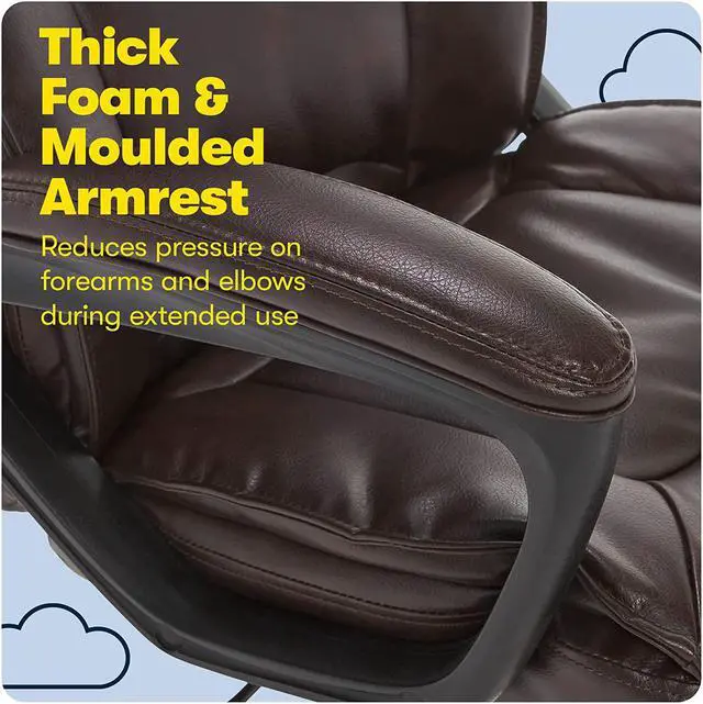 Alt view image 5 of 7 - Serta Hannah Microfiber Office Chair with Headrest Pillow, Adjustable Ergonomic with Lumbar Support, Soft Fabric, Bonded Leather, Brown