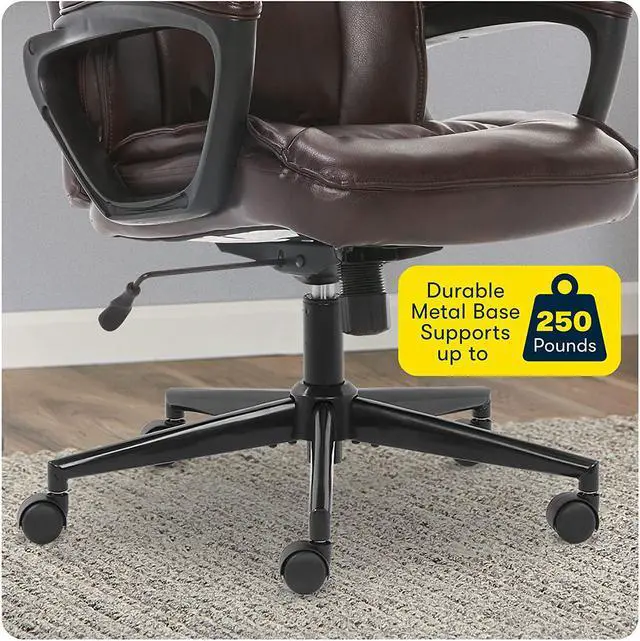 Alt view image 7 of 7 - Serta Hannah Microfiber Office Chair with Headrest Pillow, Adjustable Ergonomic with Lumbar Support, Soft Fabric, Bonded Leather, Brown