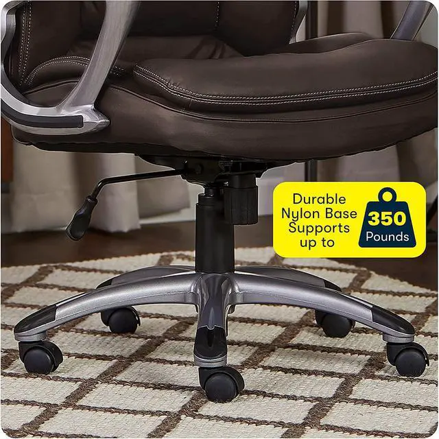 Alt view image 6 of 7 - Serta Big & Tall Executive Office Chair High Back All Day Comfort Ergonomic Lumbar Support, Bonded Leather, Brown
