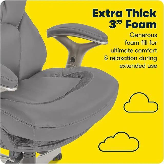 Alt view image 6 of 7 - Serta Ergonomic Executive Office Chair Motion Technology Adjustable Mid Back Design with Lumbar Support, Gray Bonded Leather