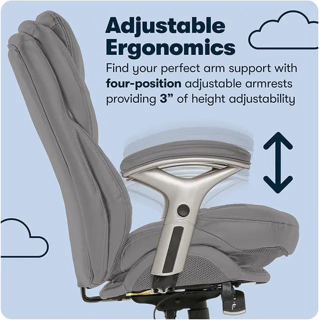 Alt view image 5 of 7 - Serta Ergonomic Executive Office Chair Motion Technology Adjustable Mid Back Design with Lumbar Support, Gray Bonded Leather