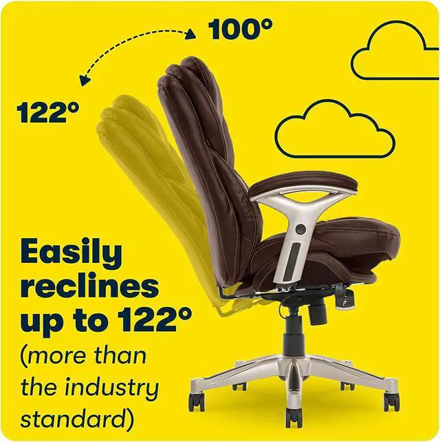 Alt view image 7 of 7 - Serta Ergonomic Executive Office Chair Motion Technology Adjustable Mid Back Design with Lumbar Support, Chestnut Bonded Leather