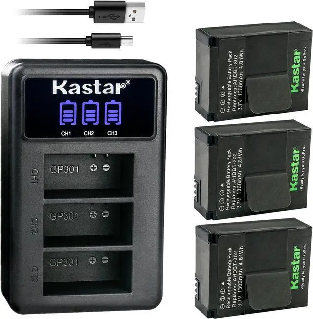 Main image of Kastar Battery Triple Charger for GoPro AHDBT-302 HD HERO3 Hero 3 Hero 3+ Hero3+ 3 X battery