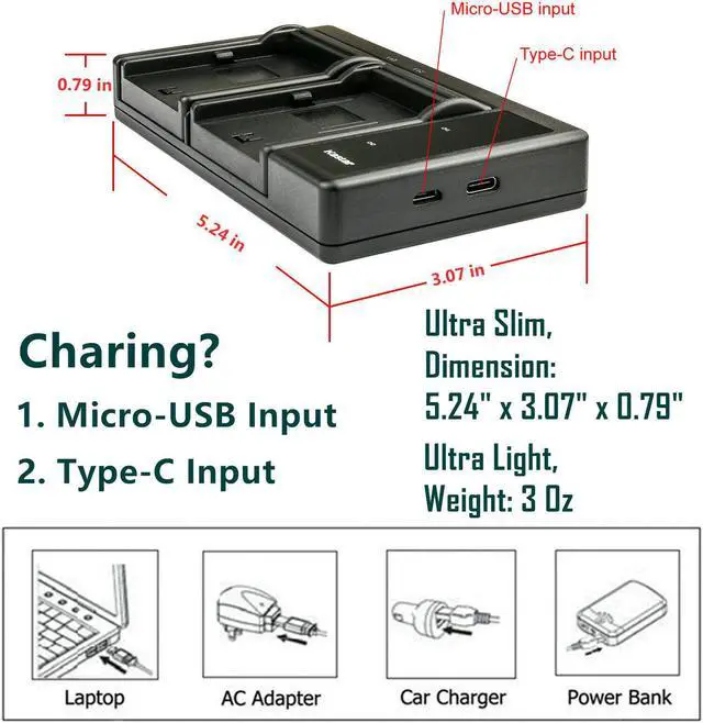 Alt view image 5 of 5 - Kastar Battery LTD2 Charger for Sony NP-BX1 X-Series & Sony Vlog Camera ZV-1 ZV1