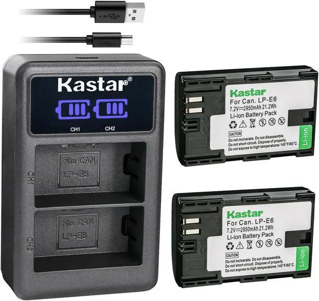 Main image of Kastar Battery LCD Dual Charger for Canon LP-E6 LP-E6N LC-E6E & Canon EOS 80D