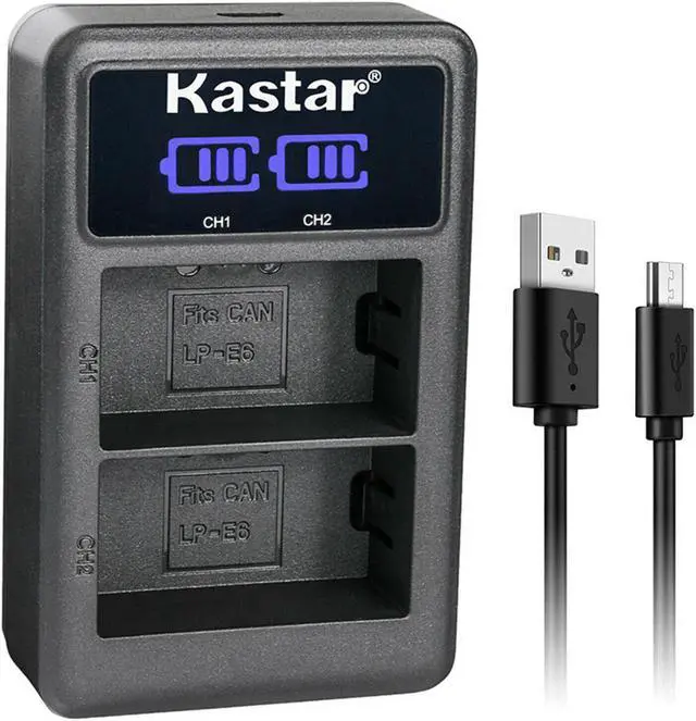 Alt view image 5 of 5 - Kastar Battery LCD Dual Charger for Canon LP-E6 LP-E6N LC-E6E & Canon EOS 80D