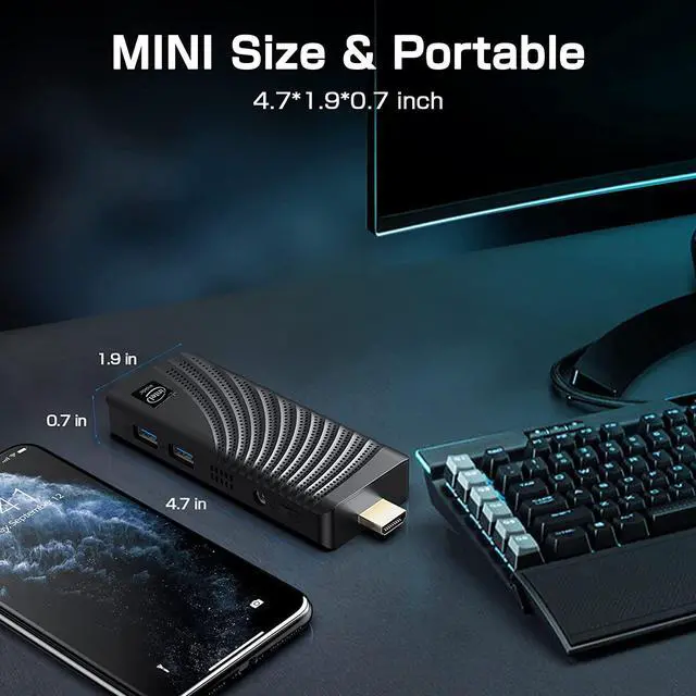 Alt view image 5 of 7 - Mini PC Stick Celeron J4125 Windows 10 Pro, 4 Cores Intel Computer Stick 4K HDMI, Support Gigabit Ethernet/2.4G+5.0G WiFi/USB 3.0 Port/for Home Theater, School, Business Compute Stick