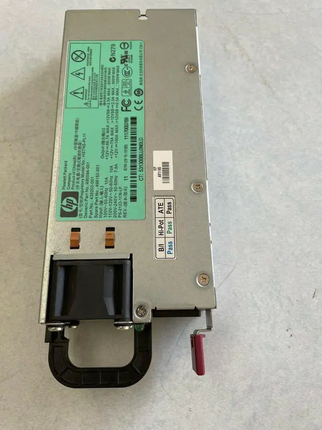 Alt view image 2 of 3 - 500172-B21,490594-001 HP 1200W 12V Hot Plug AC Power Supply