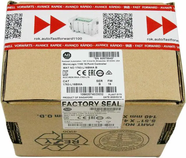 Main image of Factory Sealed Allen Bradley 1763-L16BWA/B MicroLogix 1100 1763L16BWA