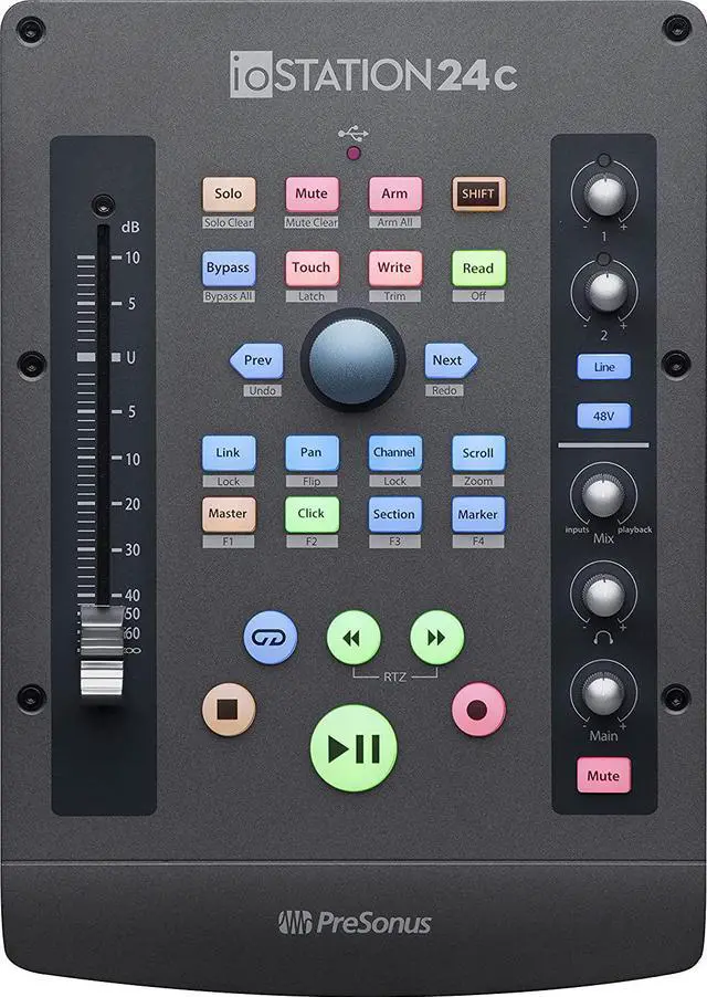 Main image of PreSonus ioStation 24c 2x2, 192 kHz, USB Audio Interface and Production Controller with Studio One Artist and Ableton Live Lite DAW Recording Software 2mi/2outs +Fader