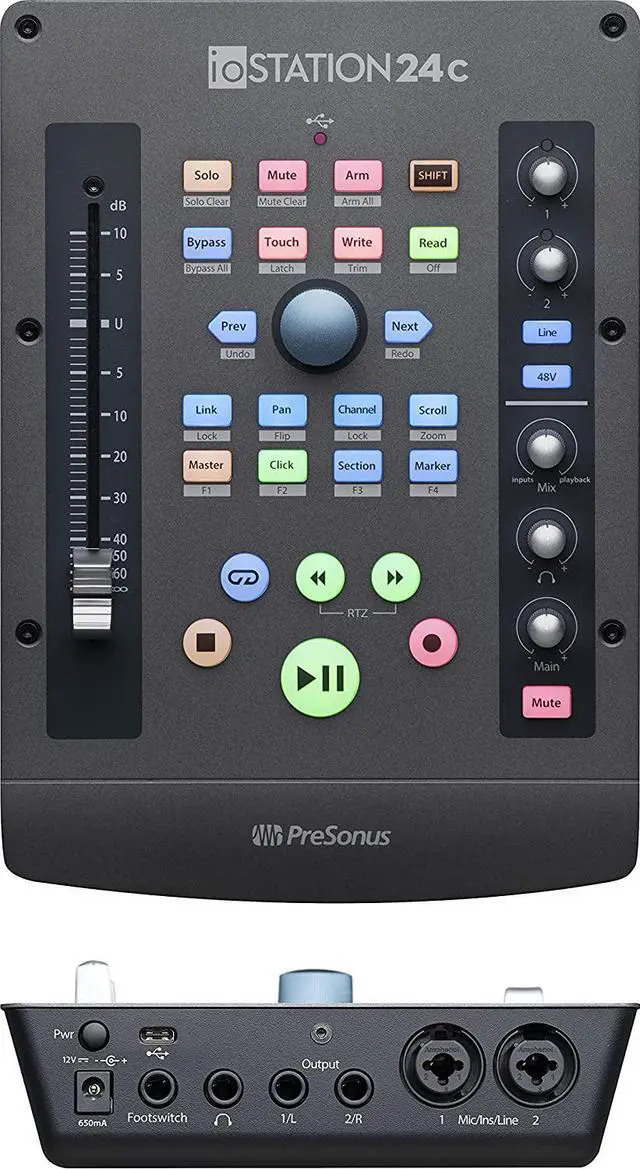Alt view image 6 of 6 - PreSonus ioStation 24c 2x2, 192 kHz, USB Audio Interface and Production Controller with Studio One Artist and Ableton Live Lite DAW Recording Software 2mi/2outs +Fader