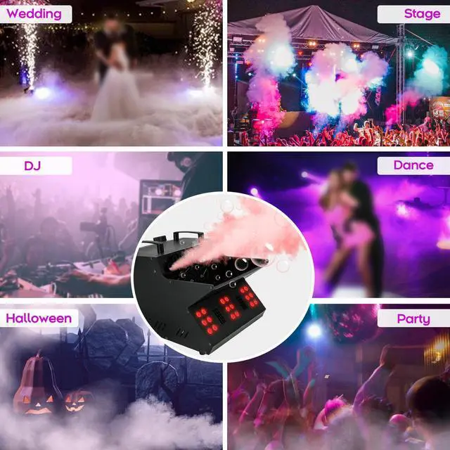 Alt view image 6 of 7 - 3000W Smoke Fog Bubble Machine RGB LED DJ Light DMX Stage Bubble Blower Fogger