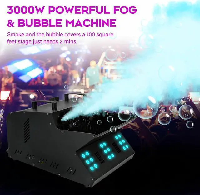 Alt view image 4 of 7 - 3000W Smoke Fog Bubble Machine RGB LED DJ Light DMX Stage Bubble Blower Fogger