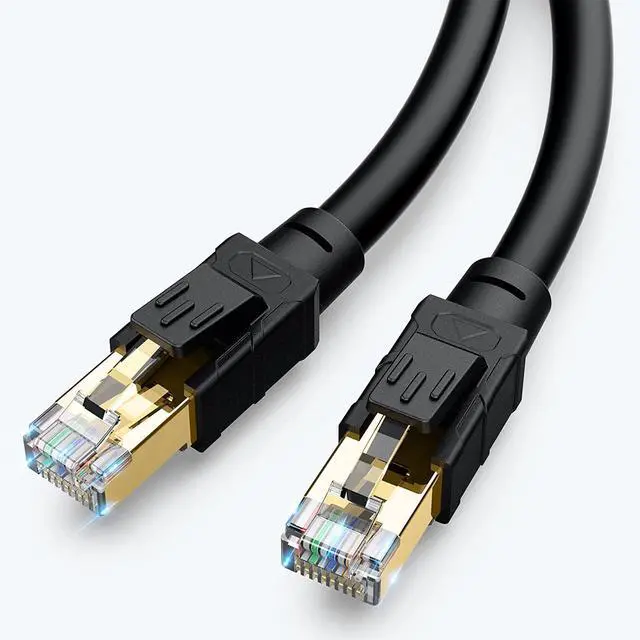 Alt view image 2 of 7 - Outdoor Ethernet Cable 100 ft - Hisetec Cat 8 Long Ethernet Cable Shielded Heavy Duty 26AWG 40Gbps 2000Mhz SFTP Patch Cord High Speed Cat8 LAN Network RJ45 Cable -in Wall -Outdoor- Weatherproof