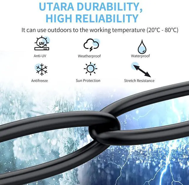 Alt view image 4 of 7 - Outdoor Ethernet Cable 100 ft - Hisetec Cat 8 Long Ethernet Cable Shielded Heavy Duty 26AWG 40Gbps 2000Mhz SFTP Patch Cord High Speed Cat8 LAN Network RJ45 Cable -in Wall -Outdoor- Weatherproof