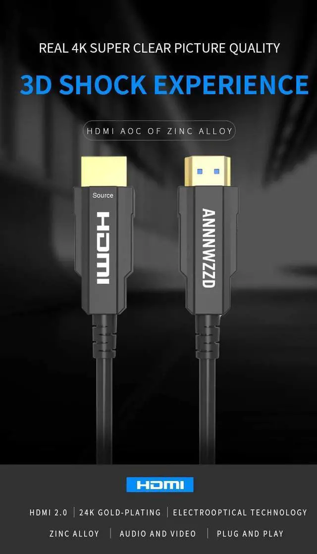 Alt view image 3 of 4 - LinkinPerk 328ft Fiber Optic HDMI Cable 4K 60Hz,Fiber HDMI Cable 2.0 Supports (18Gbps 4:4:4, Dolby Vision, HDR10, eARC, HDCP2.2) Suitable for TV LCD Laptop PS3 PS4 Projector Computer,Cable HDMI 328ft