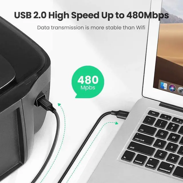 Alt view image 3 of 7 - USB 2.0 15ft Printer Cable - A-Male to B-Male Cord USB A to B Cable High-Speed Scanner Cord Compatible with Hp, Canon, Brother, Samsung, Dell, Epson, Lexmark, Xerox, Piano, Dac, and More 15 FT